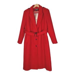 J. Crew Wrap Trench Coat in Italian Double Faced Wool Blend Red CD101 Size Small